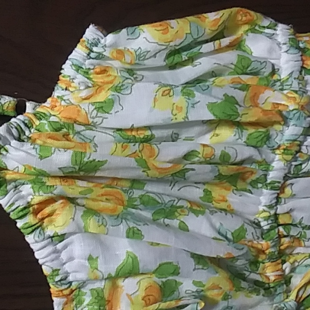 NWT FAITHFULL THE BRAND Smocked Floral Linen Crop Top - Picture 7 of 9